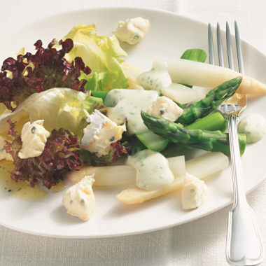 Bildmotiv für NL-BE // Spargelsalat mit CAMBOZOLA und Kartoffel-Vinaigrette